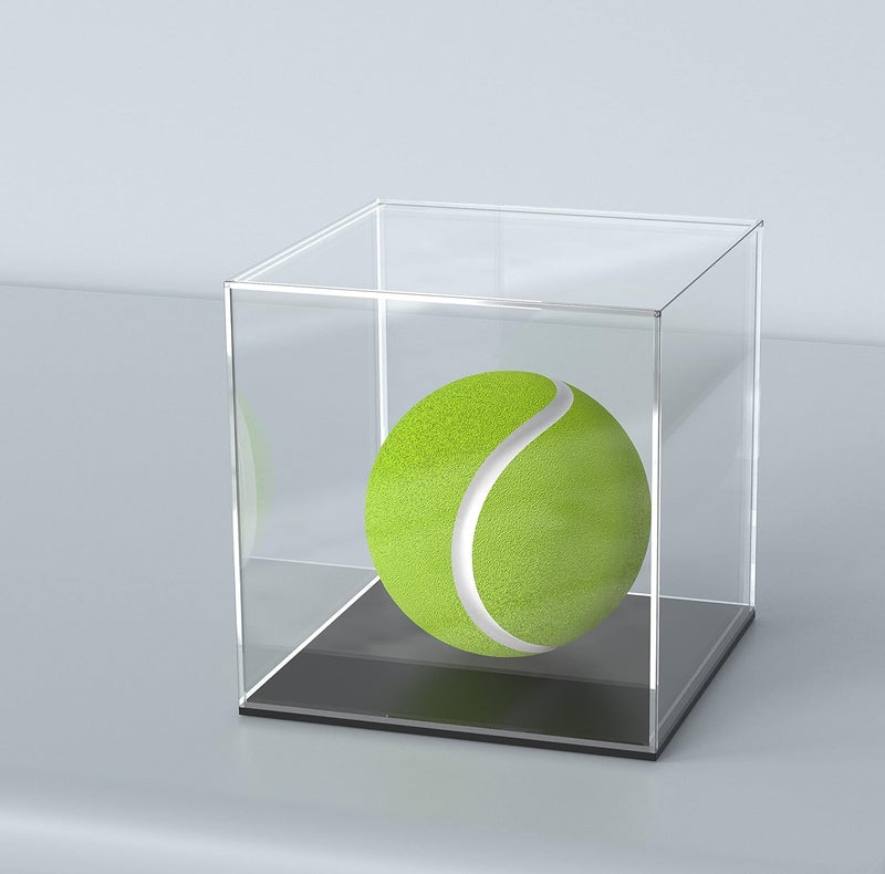 SVENJBB Acrylic Display Case, 4x4x4 Inch Cube Box With Matte Black Base, Clear Single-Piece Case for Softball Collectibles Figurines Mini Figures - Image 2